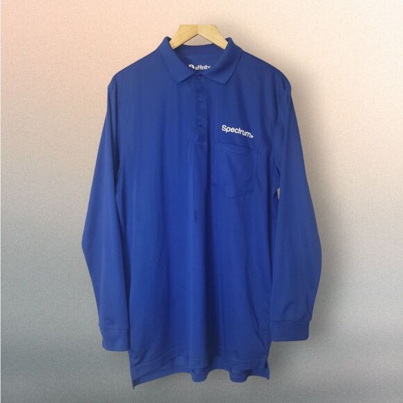 Lot Of 2 SPECTRUM Employee Uniform Polo Blue Size Lg Long & Short Sleeve See Pic - Picture 2 of 9